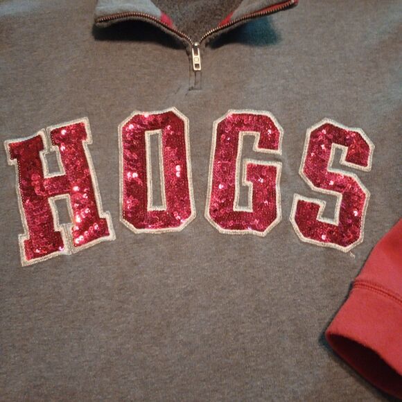 Pink VS 5th & Ocean Arkansas Razorbacks 1/4 Zip Pullover M Bling See Description - Picture 3 of 10